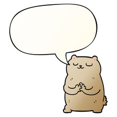 cartoon bear and speech bubble in smooth gradient style
