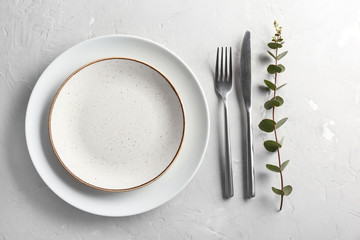 Simple table setting on grunge background