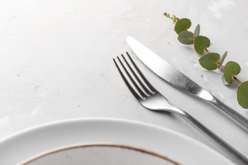 Simple table setting on grunge background