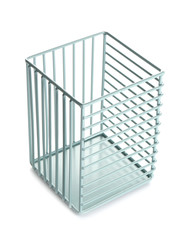 Metal basket on white background