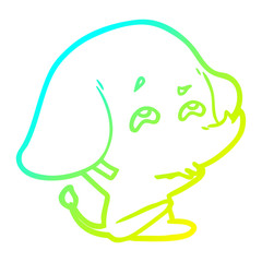 cold gradient line drawing cartoon elephant remembering