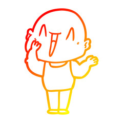 warm gradient line drawing happy cartoon bald man