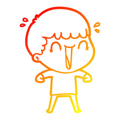 warm gradient line drawing laughing cartoon man