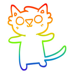 rainbow gradient line drawing cartoon cat