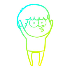 cold gradient line drawing cartoon curious boy