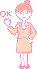 POP Illustration of a Business woman wearing glasses face and pose