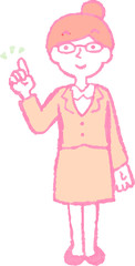 POP Illustration of a Business woman wearing glasses face and pose