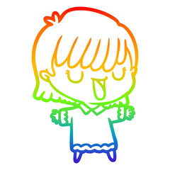 rainbow gradient line drawing cartoon woman