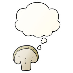 cartoon mushroom slice and thought bubble in smooth gradient style
