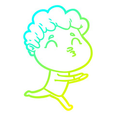cold gradient line drawing cartoon man pouting