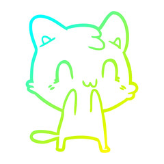 cold gradient line drawing cartoon happy cat