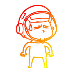 warm gradient line drawing cartoon stressed astronaut