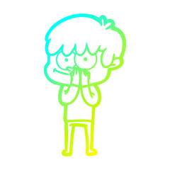 cold gradient line drawing happy cartoon man