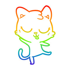 rainbow gradient line drawing cartoon cat