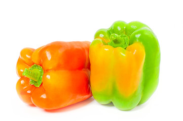 Fresh vegetable. Yellow peppers on white background.