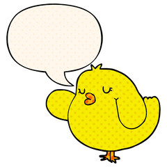 cartoon bird and speech bubble in comic book style