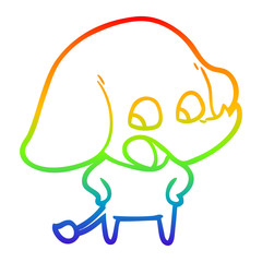 rainbow gradient line drawing cute cartoon elephant