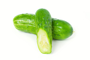  Fresh vegetable, cucumbers isolated on white background