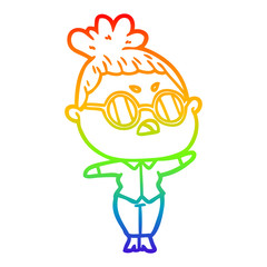 rainbow gradient line drawing cartoon annoyed woman