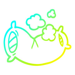 cold gradient line drawing cartoon fluffy pillow