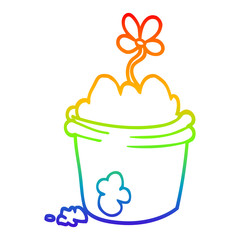 rainbow gradient line drawing cartoon flower pot