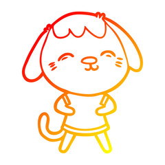Fototapeta premium warm gradient line drawing happy cartoon dog