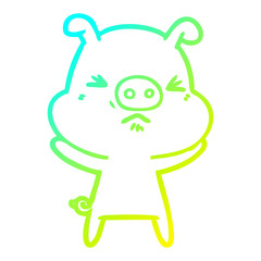 cold gradient line drawing cartoon angry pig