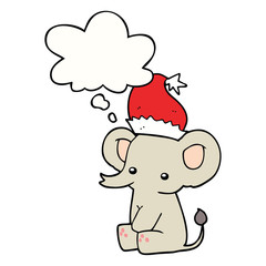cute christmas elephant and thought bubble