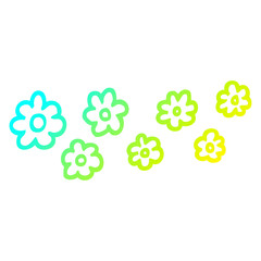 cold gradient line drawing cartoon decorative flowers