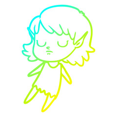 cold gradient line drawing cartoon elf girl