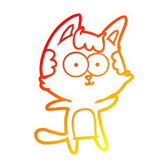 warm gradient line drawing happy cartoon cat
