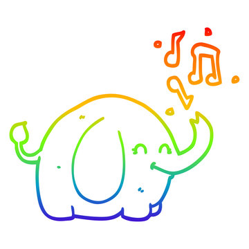 recommend clip art: rainbow gradient line drawing cartoon trumpeting elephant
