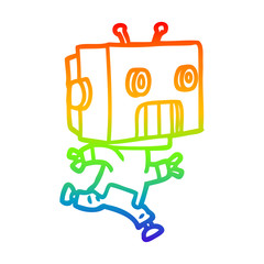 rainbow gradient line drawing cartoon robot