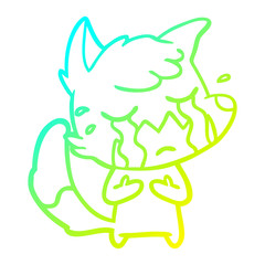 cold gradient line drawing crying fox cartoon