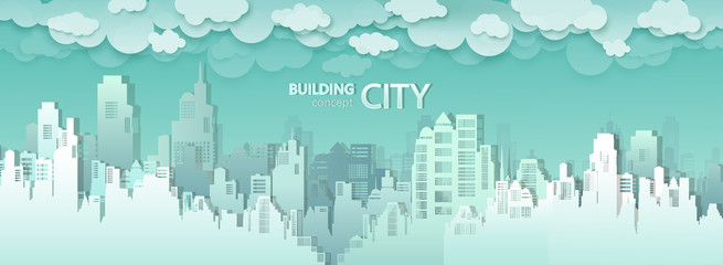 Fototapeta premium Vector modern city buildings skyline of downtown.