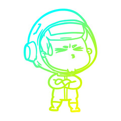 cold gradient line drawing cartoon stressed astronaut