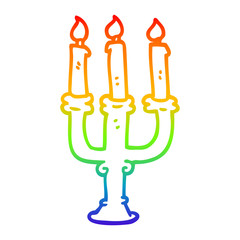 rainbow gradient line drawing cartoon candlestick holder