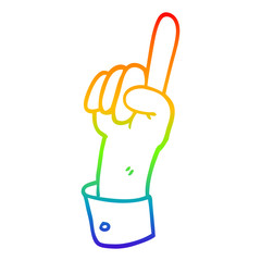 rainbow gradient line drawing cartoon pointing hand