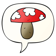 cartoon mushroom and speech bubble in smooth gradient style