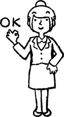 Monochrome Illustration of a job-hunting girl student face and pose