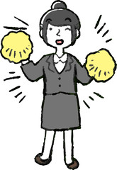 Illustration of a job-hunting girl student face and pose