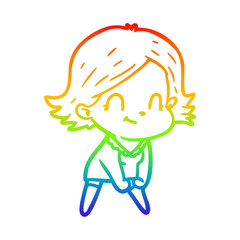 rainbow gradient line drawing cartoon friendly girl