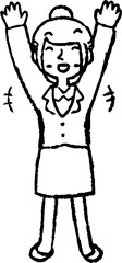 Monochrome Illustration of a job-hunting girl student face and pose