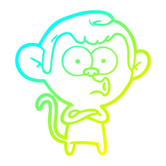 cold gradient line drawing cartoon hooting monkey