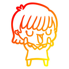 warm gradient line drawing cartoon woman