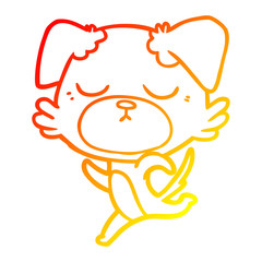 warm gradient line drawing cute cartoon dog