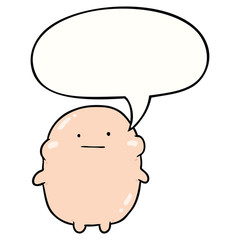 cute fat cartoon human and speech bubble