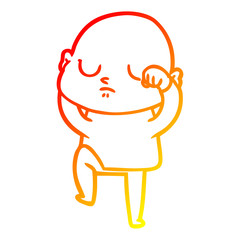 warm gradient line drawing cartoon bald man