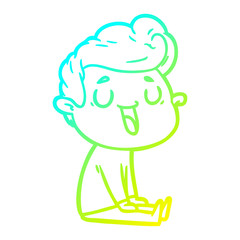 cold gradient line drawing happy cartoon man