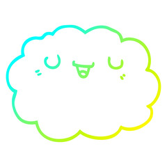 cold gradient line drawing cartoon cloud